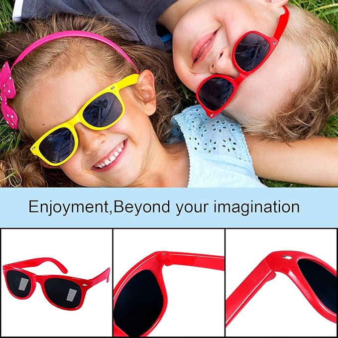 GINMIC Kids Sunglasses Party Favors, 24Pack Valentines Neon Sunglasses for Kids, Boys and Girls, Great Gift for Birthday Party Supplies, Beach, Pool Party Favors, Fun Gift, Party Toys