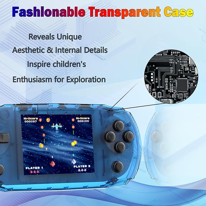 16 Bit 3.2" IPS Large Screen Handheld Game Console for Kids Preloaded 100 Retro Video Games, Portable Gaming System Rechargeable Battery, Mini Travel Electronic Toy Gifts for Boys Girls (Blue)