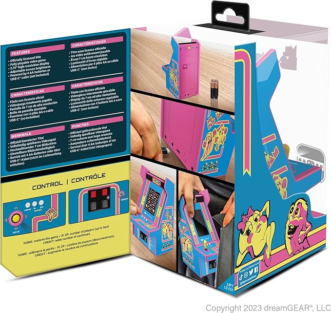 My Arcade Ms. Pac-Man Micro Player Pro: Classic Arcades 6.75" Screen, Retro Gaming, Video Game Collectibles