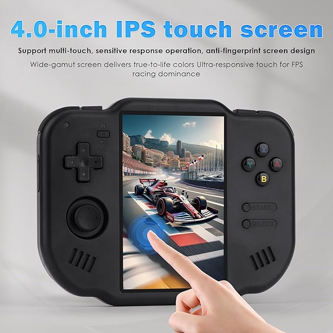 MagicX Zero 40 Retro Handheld Game Console 4.0 Inch IPS Screen Linux System Sunken Dual Joystick Built-in 64G TF Card Handheld Emulator Support 4.2G WiFi Bluetooth TV Output(Black)