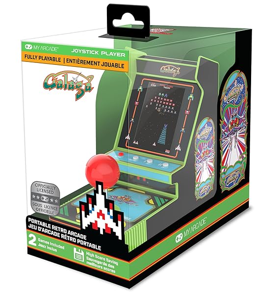 My Arcade New Galaga Red Joystick Player: Galaga and Galaxian Portable Console, Retro Games - 3.5" Full Color Display