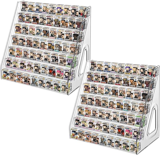 2 Pack 7 Layers Clear Display Shelf for Funko Pop Clear Acrylic Display Case Mini Collectible Toys Display Shelf for Bitty Pop for Miniature Mini Action Storage Compatible with Bitty Pops Funko