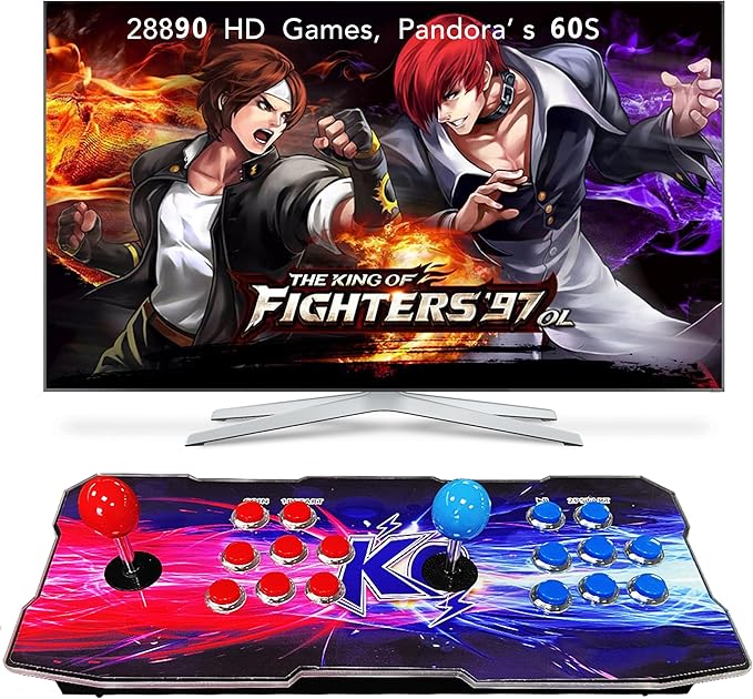 FVBADE [32000 in 1] 78S Pandora Box Arcade Game Console Compatible PC & Projector & TV ,3D Games 1-4 Players Double Joystick Favorite List Game Category Save/Search/Hide/Paus