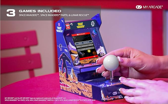 My Arcade Space Invaders Joystick Player: Retro Gaming Console, 3 Retro Games in 1, Space Invaders Arcade