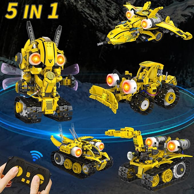 Ivrmtal Robot Building Toys for Kids, 5-in-1 Remote & APP Controlled STEM Building Set for Boys Age 8-12 Technic Coding Robotic Kit Led-Lights Easter Gift for Kids Age 8 9 10 11 12 13 14+ (673pcs)