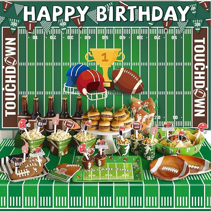 151pcs Football Birthday Party Decorations, Football Party Decorations, Football Themed Party Supplies for Sport Theme Super Bowl Touch Down Birthday Decorations