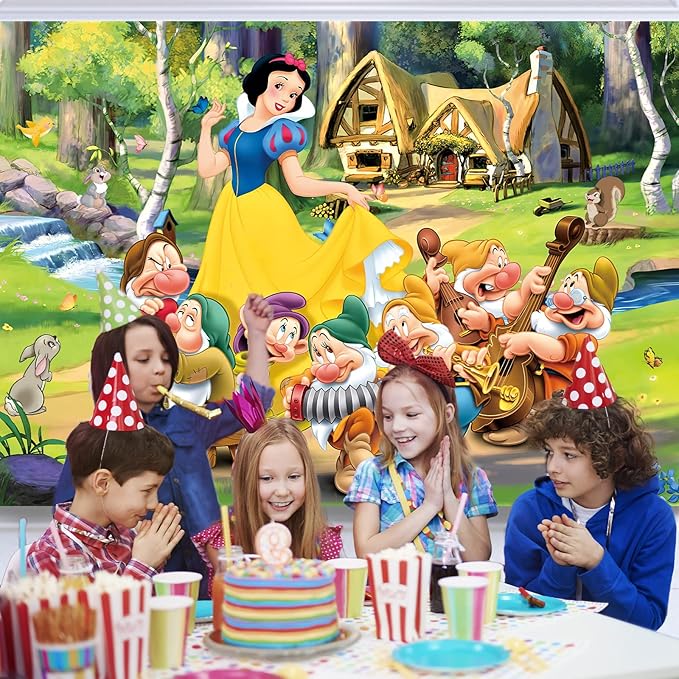 Princess Backdrop,7x5 FT Princess Banner Princess Background Princess Theme Birthday Party Backdrop Supplies & Decor for Girls