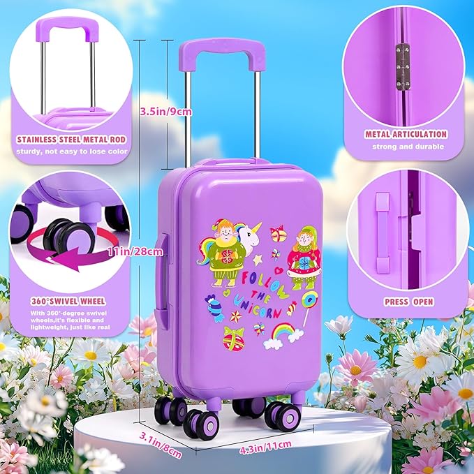 18-inch-Doll-Clothes and Accessories -Travel-Suitcase Luggage, Clothes and Shoes, Handbag, Berets,Passport, Notebook, Travel Gear Play Sets(No Doll)