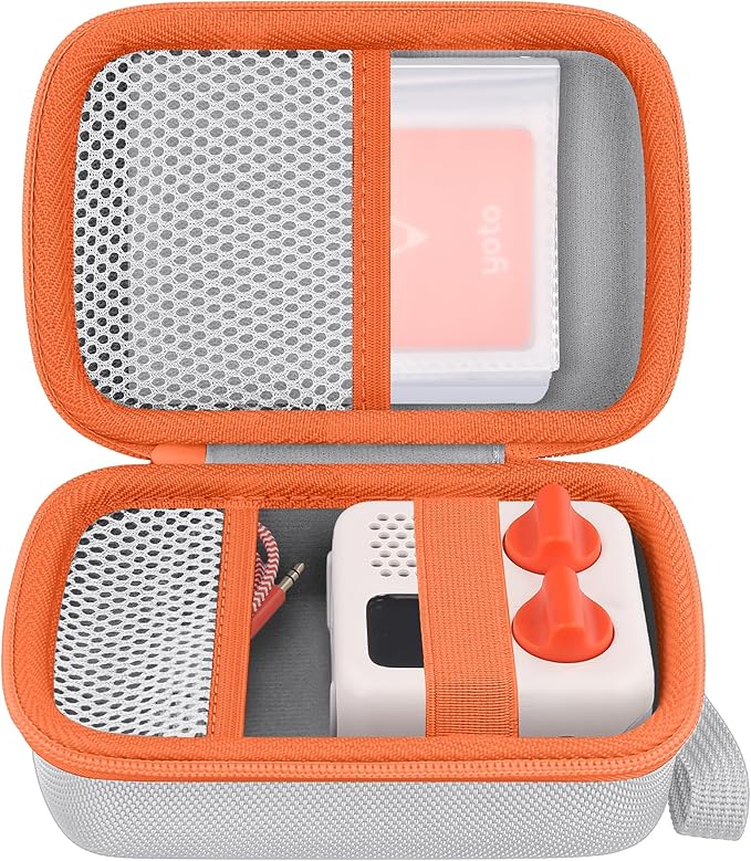 co2CREA Hard Case Compatible with Yoto Mini 2024 Edition Kids Audio Music Player Children Speaker Plays Audiobook Cards Radio and Card Holder Hold up to Yoto 36 Cards, Grey Case