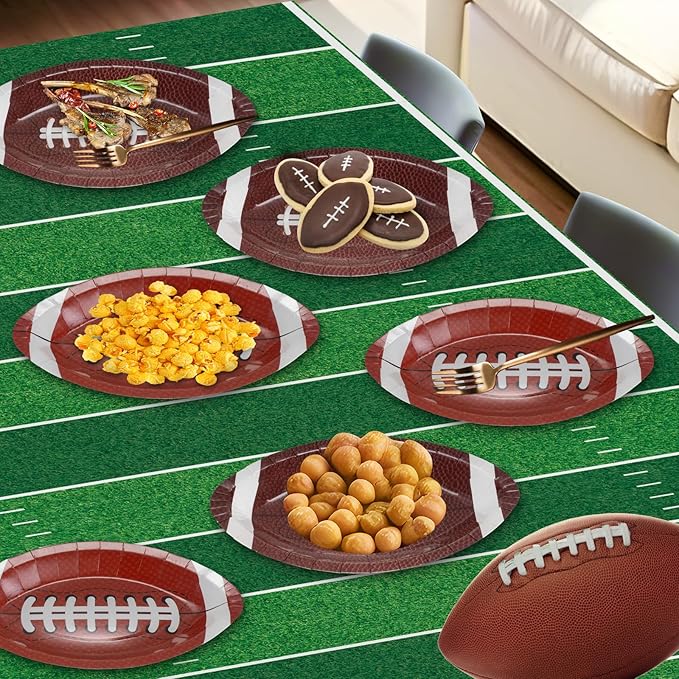 24 Pcs Football Plates - Rugby Shape Design Paper Plate, Disposable Dinner Dessert Paper Plates Tableware Set for Football Party Supplies Birthday Game day Tailgate Party Decorations Table Decor