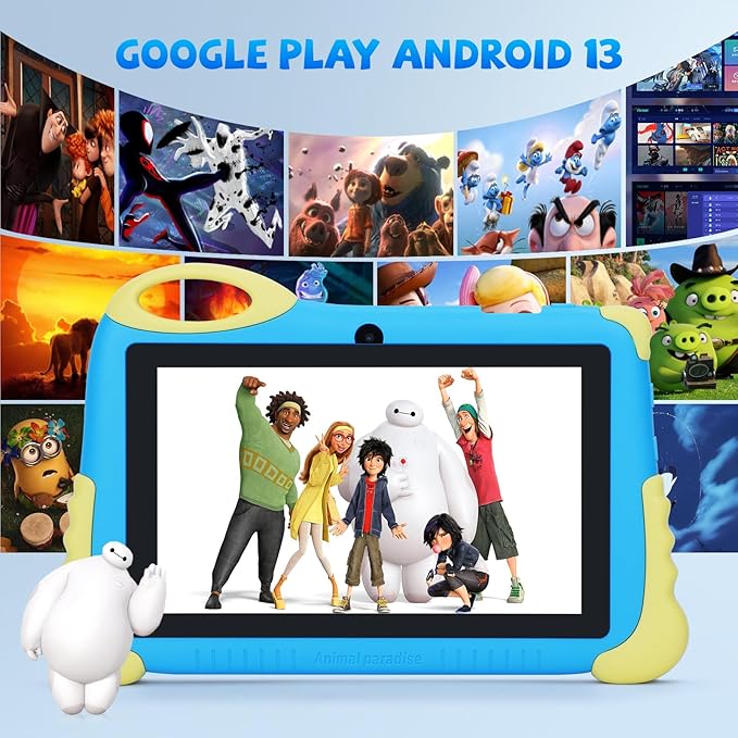 C idea 7 inches Tablet for Kids Age 3-7,Android 13 Kids Tablet, Pre-Installed Learning Educational Apps Todder Tablet, HD IPS Screen for Eye Protection,BT, WiFi, Dual Camera, Gift for Kids (Blue)