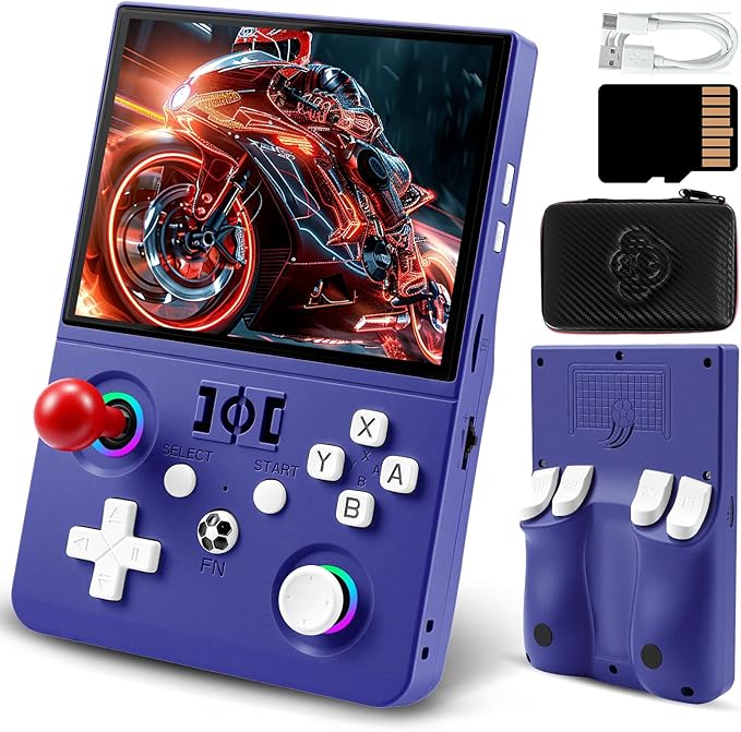 R36MAX2 Retro Gaming Console, 4.5 Inch 4K HD IPS Screen Retro Video Game Console, Handheld Game Console Preloaded 30+ Emulator Games, Linux System, Portable Video Console for Adult