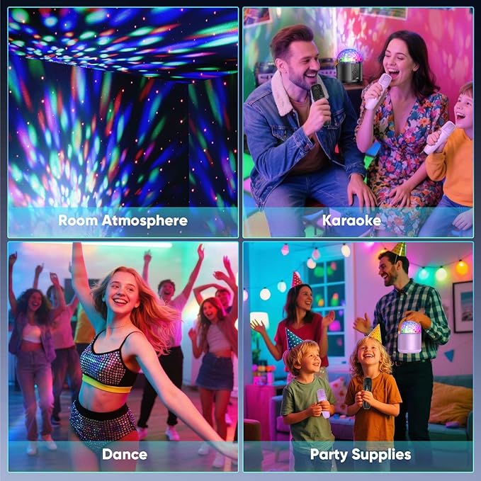 Karaoke Machine with Disco LED Lights for Adults Kids, Portable Bluetooth Speaker with 2 Wireless Microphone Toys Easter Birthday Gifts for Boys Girls Family Home Party