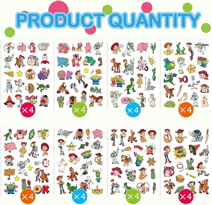 Toy Inspired Stickers, Scrapbooking, 32 Different Sheets, Teacher Reward Stickers Prizes, Toy Inspired Themed Birthday Party Favors Supplies,Recommended Age 18 (Style A)