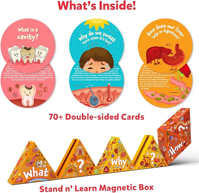 Skillmatics Flash Cards - Science Snippets The Human Body, STEM Learning Educational Toys & Learning Aids for Kids, Gifts for Boys & Girls Ages 7, 8, 9 & Up, Homeschool, Classroom & Travel Activity