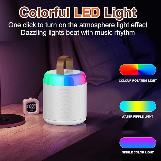 Karaoke Machine for Kids, Portable Bluetooth Speaker with 2 Wireless Microphones and LED Lights, Music Player Toys Gifts for Kids Ages 4, 5, 6, 7, 8, 9, 10+ Year Old Birthday Party (White)