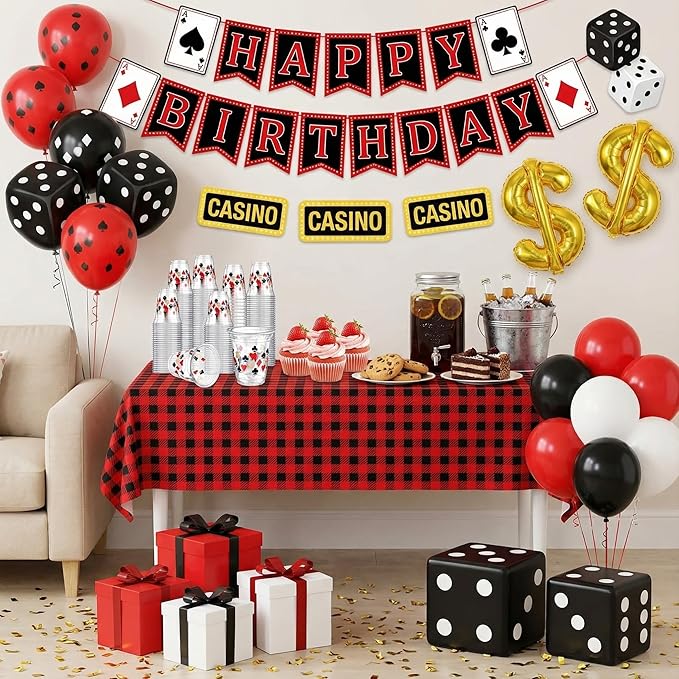 Uiifan 50 Pcs Casino Party Decorations Las Vegas Cups Casino Game Night Party Supplies 12 oz Poker Disposable Plastic Shot Cups for Hot Cold Drinking Office Home Dice Vegas Birthday Favors