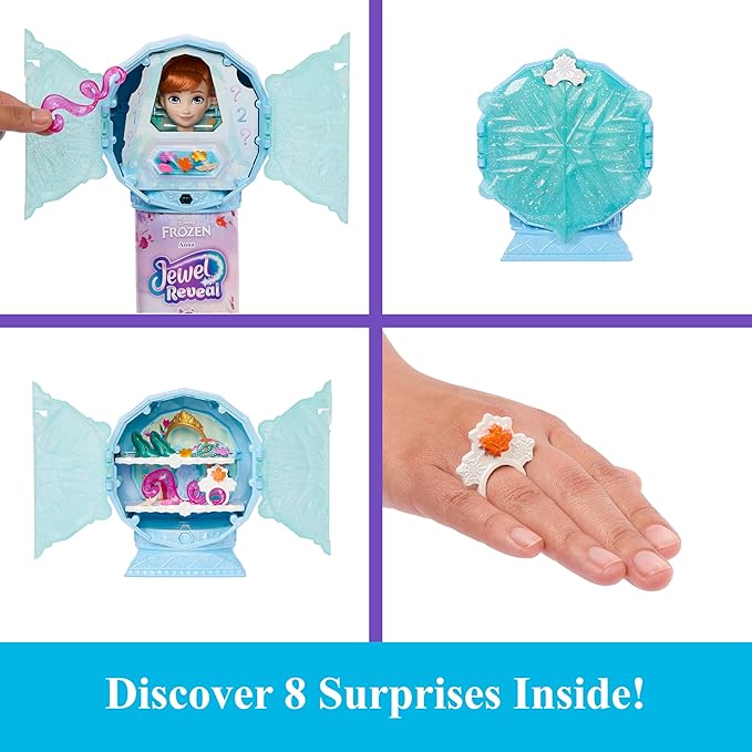 Mattel Disney Frozen Anna Fashion Doll & Accessories with 8 Surprises, Including Snowflake Gem Box, Ring for Child & 9 Play Pieces, Inspired by Movie