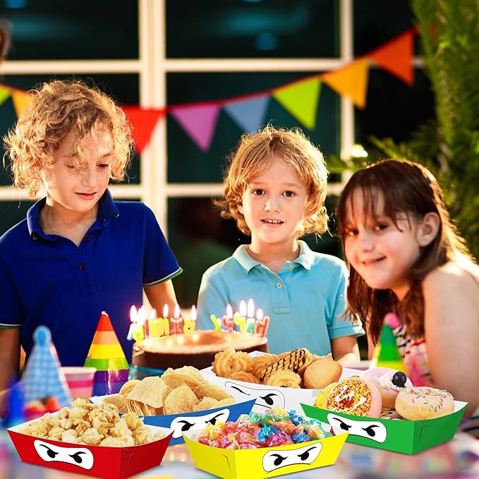 Zhehao 24 Pcs Ninja Party Supplies Paper Food Ninja Trays Disposable Serving Dishes Serving Paper Boats for Birthday Decorations