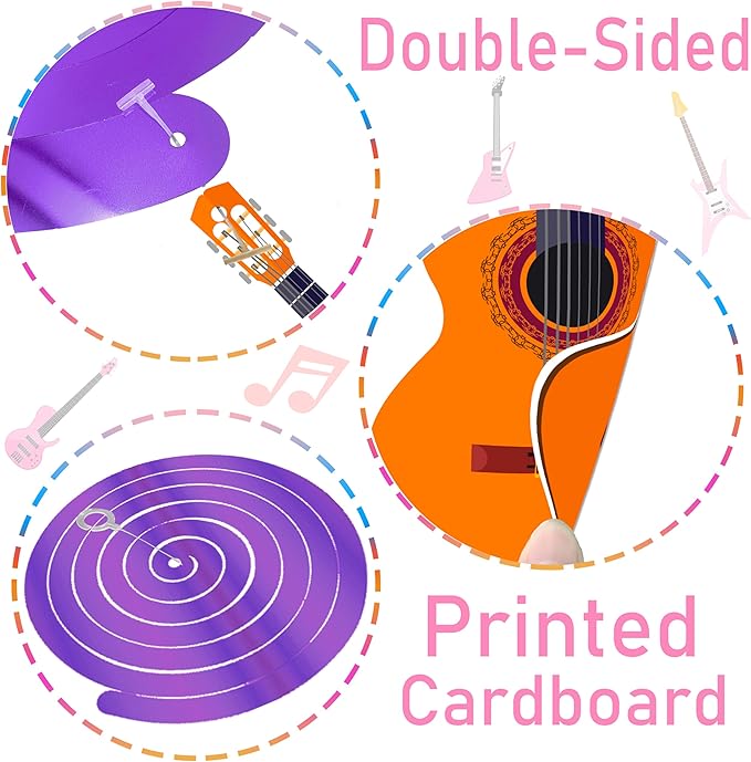 Guitar Party Hanging Swirls Guitar Birthday Decoration Guitar Themed Swirl Ceiling Muscial Party Hanging Streamer for Girls Rock Guitar Party Baby Shower Supplies