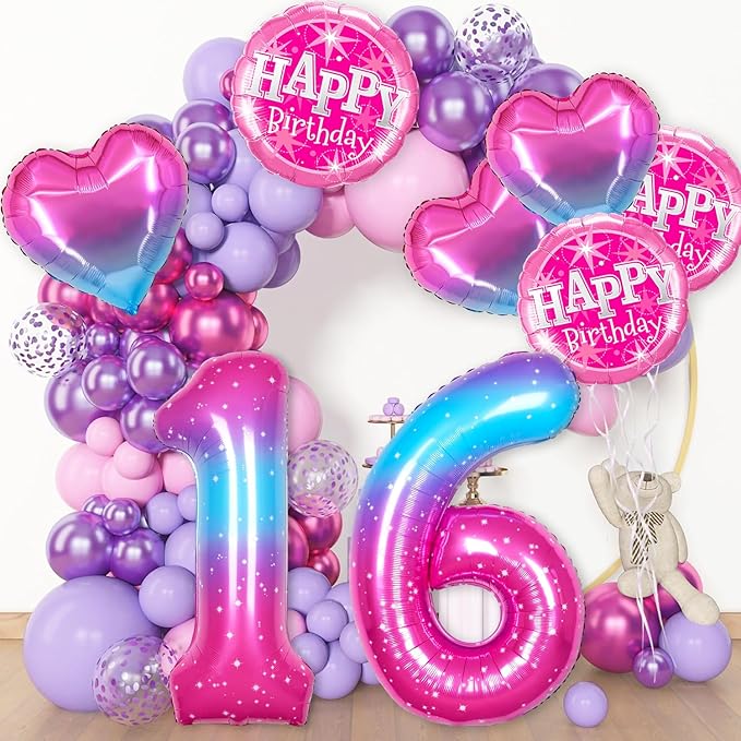 Gradient Number 6 Balloon for Jojo Siwa Birthday Decorations, 40 inch Big Helium Number Balloons for Girls Birthday Party Celebration Decoration Supplies