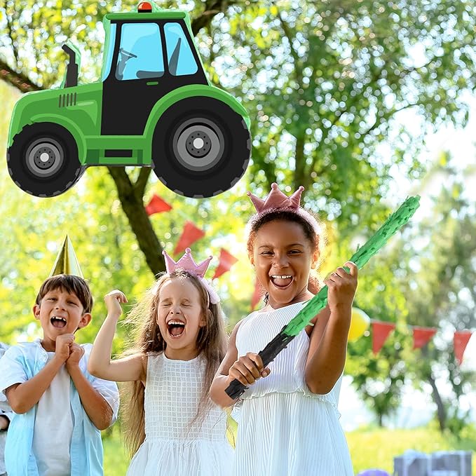 Aoriher Construction Tractor Piñata with Blindfold and Bat Dump Truck Excavator Piñata for Birthday Party Supplies Construction Theme Party Decor