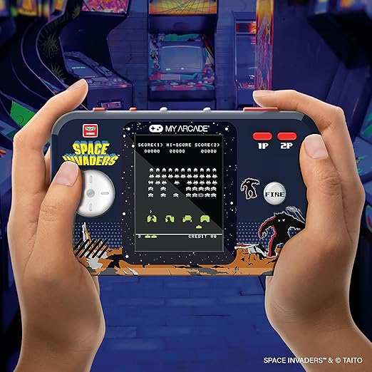 My Arcade Space Invaders Pocket Player Bundle: Officially Licensed, Portable Gaming Console, Travel Case and Screen Protector Included