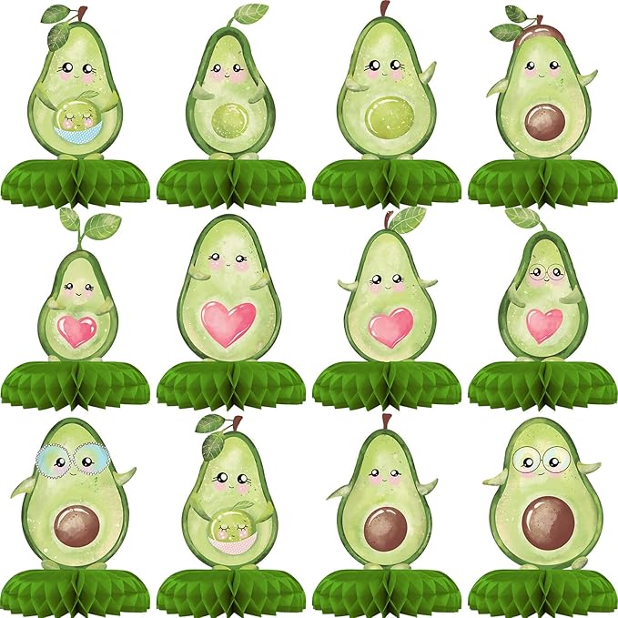 12 Pack Avocado Table Decorations - Avocado Party Decorations for Kids' Birthday and Baby Shower - Avocado Table Toppers
