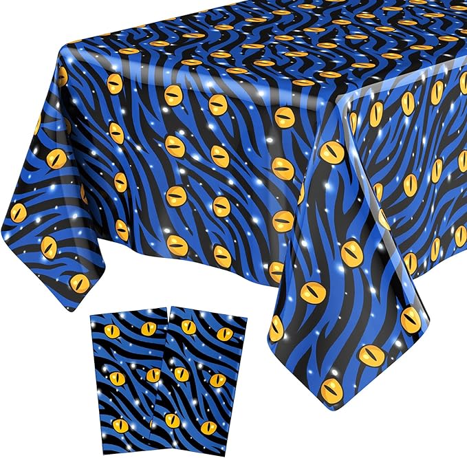 2 Pcs Birthday Party Decorations Plastic Cute Birthday Tablecloth 108 x 54 Inches Disposable Rectangle Tablecover for Boys Girls Kids Baby Shower Party Supplies (Eye)