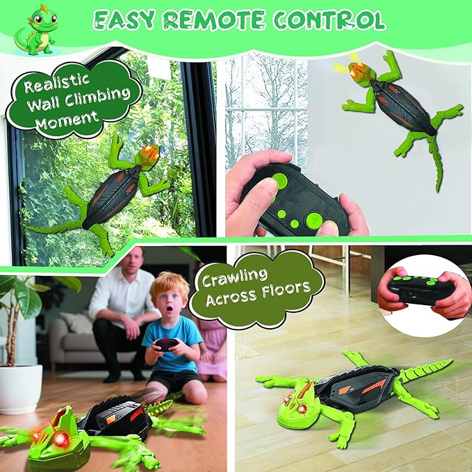 Wall Crawler Gecko RC Toy for Age 8-13 - Realistic Remote Control Lizard Wall Climbing Toy, Birthday Gifts for Boys Age 4-8, Fun and Novelty Toys for Kids Girls & Boys