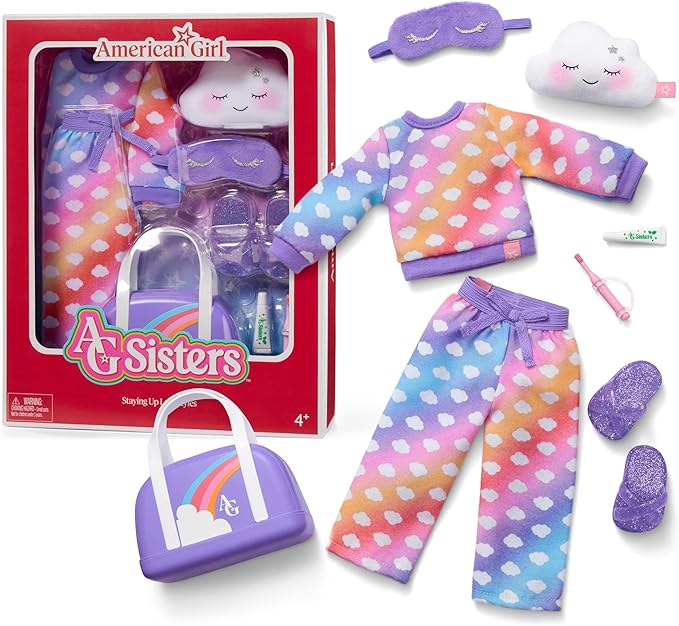 American Girl, AG Sisters Staying Up Late Styles, Doll Clothes, For 14.5-inch Dolls, 8 pcs, For Ages 4+