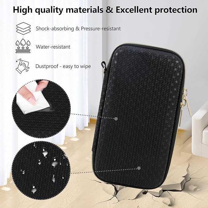 Supmay Carrying Case Compatible with CCTU / TEBIYOU Kids Handheld Games Preloaded 218 Retro Video Games, Portable Gaming Electronic Toys Storage Holder Travel Bag with Mesh Pocket, Black(Star)
