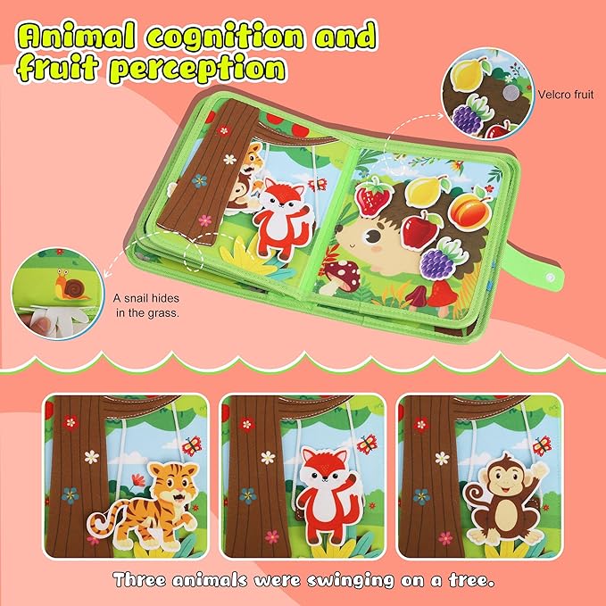 Busy Book for Toddlers 1-3 Montessori Toys for 1 2 3 Year Old - Farm Busy Board Educational Learning Sensory Toy for Boys Girls - Christmas Birthday Gifts for Toddlers Travel Toys for Airplane Car
