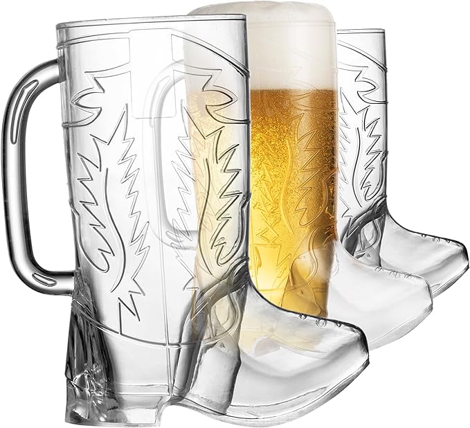 JoyServe Cowboy Boot Cups - (Bulk Pack of 72) 17oz Drink Mugs, Reusable BPA-Free Plastic Mug, for Western Themed Rodeo Birthday Party Decorations and Supplies