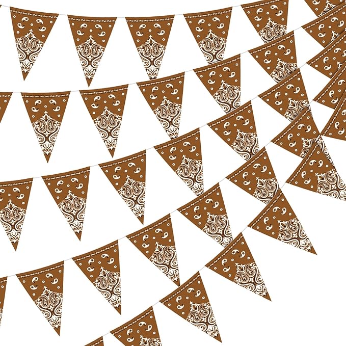 Boao 5 Pcs Cow Print Pennant Banners, Cow Print Pennant Banner Birthday Party Supplies for Western Cowboy Theme Decoration Baby Shower Animal Theme Party Holiday Decor, 7.4 x 10.8 Inch (Wild Cowboy)