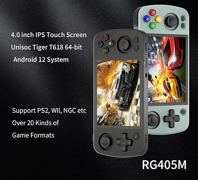 RG405M Retro Handheld Game Console , Aluminum Alloy CNC Android 12 System 4.0 Inch IPS Touch Screen with 128G TF Card 3172 Games Compatible with 5G WiFi and Bluetooth 5.0 (Black)