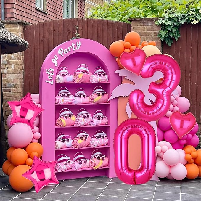40 Inch Number Balloons Hot Pink 30 Large Number Balloon Anniversary Event Celebration Bachelorette Cowgirl Let's Go Girls Pink Themed 30st Birthday Party Decor Supplies 10 Pcs