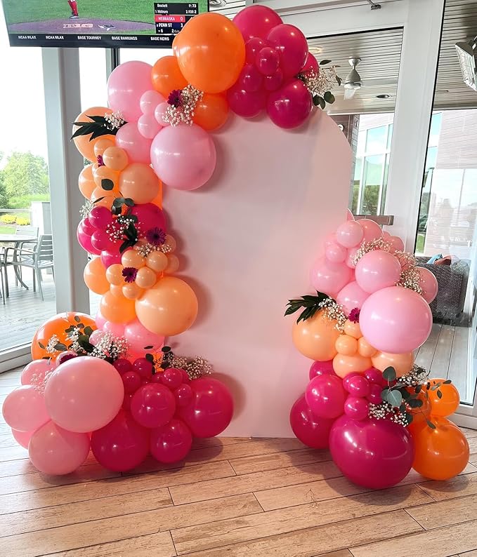 Pink Orange Rose Balloon Arch Garland Kit for Tropical Summer Bridal shower Birthday Aperol Spritz Love at First Spritz Bachelorette Party Decoration (Pink Orange Rose)