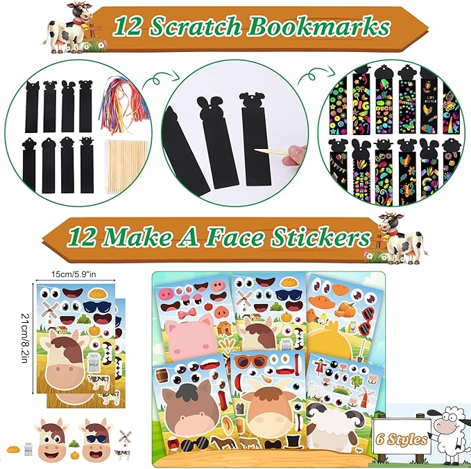 Farm Party Favors, 134 PCS Farm Animal Party Favors, Farm Party Decorations Barnyard Birthday Party Supplies, Return Gifts for Kids Birthday, Goody Bag Stuffers