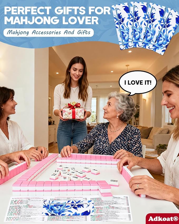 Adkoat® 4PCS Chinoiserie Mahjong Line Finder: Mah Jongg Accessories and Gifts - American Mahj Card Line Marker to Reading - Guided Reading Ruler Tool for ADHD Dyslexia Overlays Mahjongg Players