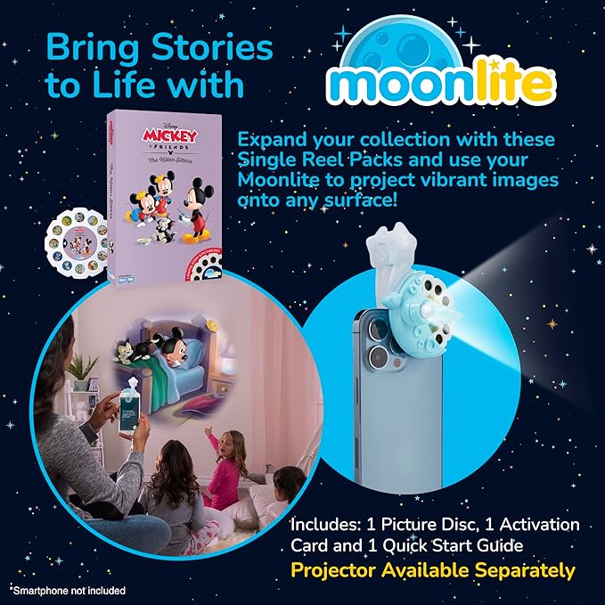 Moonlite Storytime - Disney's Mickey & Friends The Kitten Sitters Storytime Disc - A Magical Read - Projector Sold Separately - Digital Story w/ Sound FX - Learning Gifts for Kids Ages 1 Year & Up