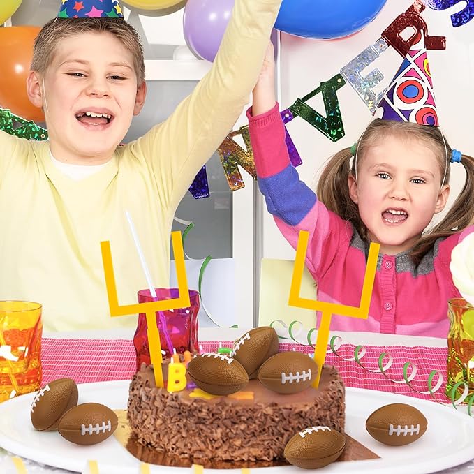 Hooqict 12Pcs Football Cake Decorations Set with Mini Football Goal Post Cake Toppers & Cupcake Toppers for Sport Theme Game Day Decorations Tailgate Party Supplies