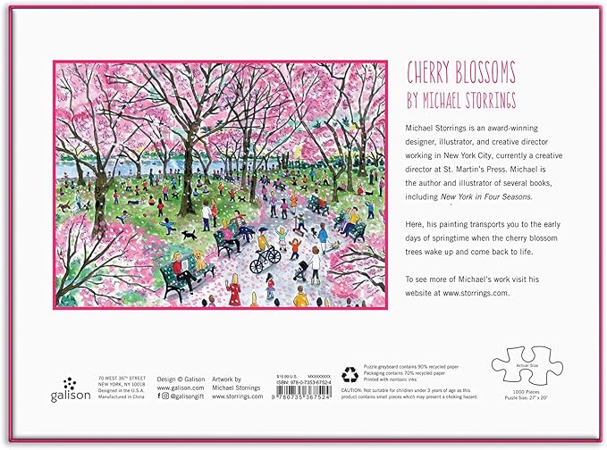 Galison Michael Storrings Cherry Blossoms 1000 Piece Puzzle Floral
