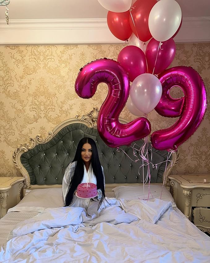 Hot Pink 4 Balloon, Number Balloons 40 Inch, 4th Birthday Decorations for Girls Four Large Numbers for Party Decor, Number 4 Balloon
