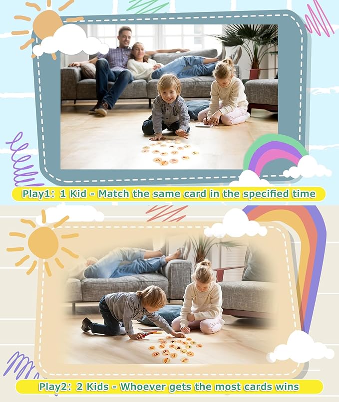 Wooden Match Memory Game for Kids, 24Pc Memory Matching Cards, Educational Memory Matching Game for Pre-Kindergarten Early Learning Development Kids (Delicacy)