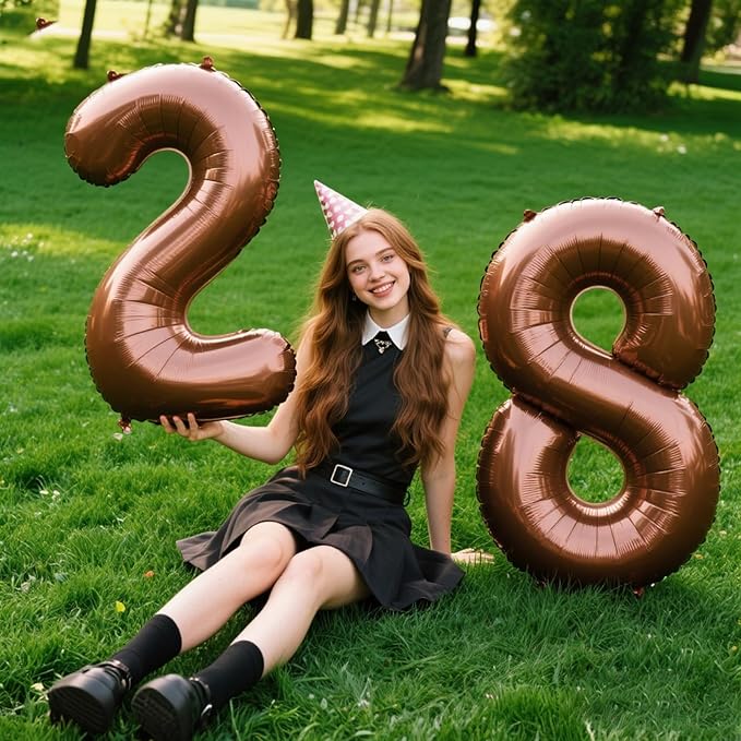 40 Inch Giant Dark Brown Foil Number 8th 18th 28th Birthday Chocolate Balloons Digit 8 Balloons for Men Women 80th Anniversary Party Decorations Supplies