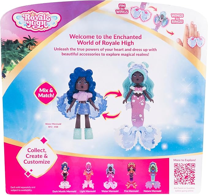 3” Water Mermaid Fashion Doll - 1 Figure with 9 Fashion Accessories - Virtual Item Code Included - Series 3 - Ages 5+