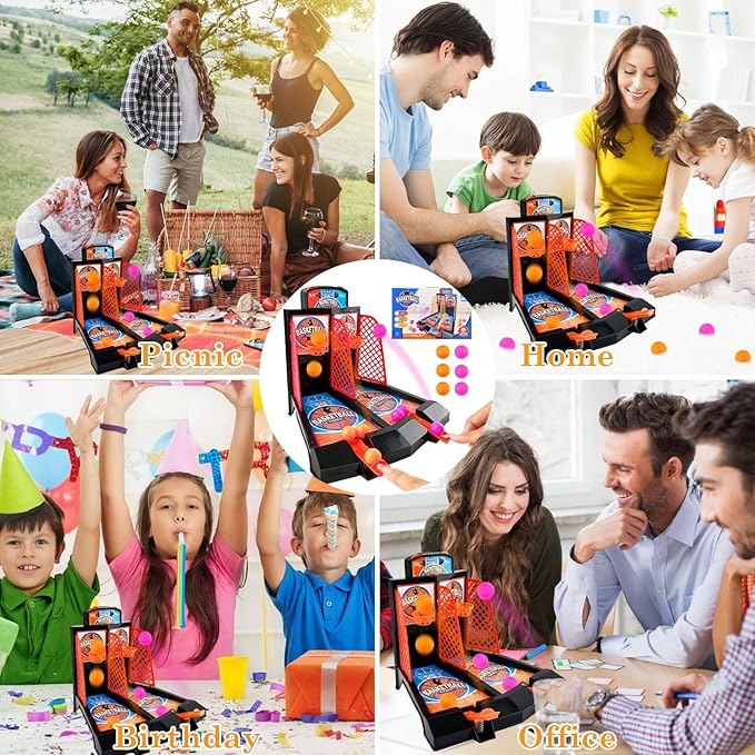 Mini Tabletop Basketball Game Desktop Basketball Games Basketballs Shooting Games Toy Basketballs Arcade Game Table for Adults Kids Office Stress Relief Birthday Gifts