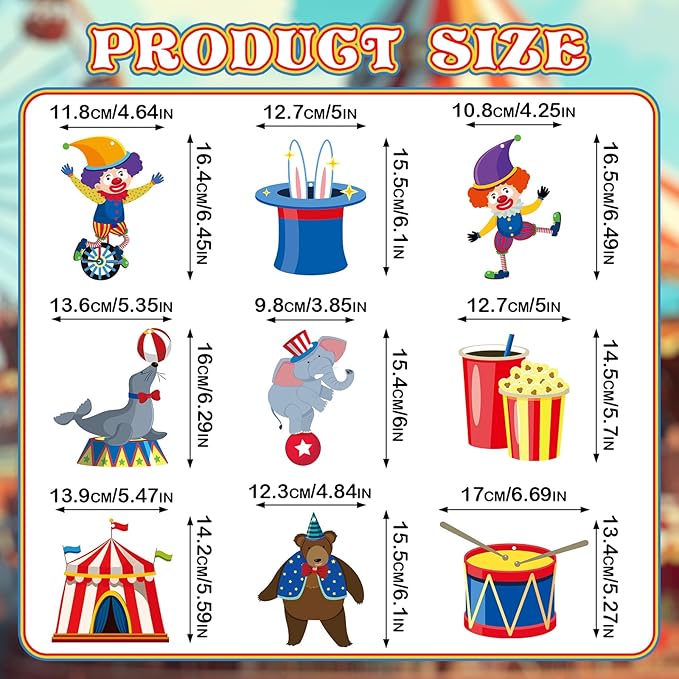 24 Pcs Carnival Hanging Swirl Party Decorations, Circus Clown Animals Theme Party Ceiling Decor Double Sided Circus Decorations for Home Classroom Birthday Party Favors
