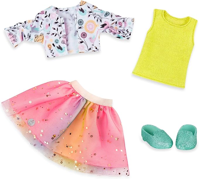 Glitter Girls – 14-Inch Doll Clothes - Shimmer Glimmer Floral Fashion Doll Clothes & Accessories – Urban Top, Flower Jacket & Tutu Skirt Outfit – for 3+ Years Year Old Girls